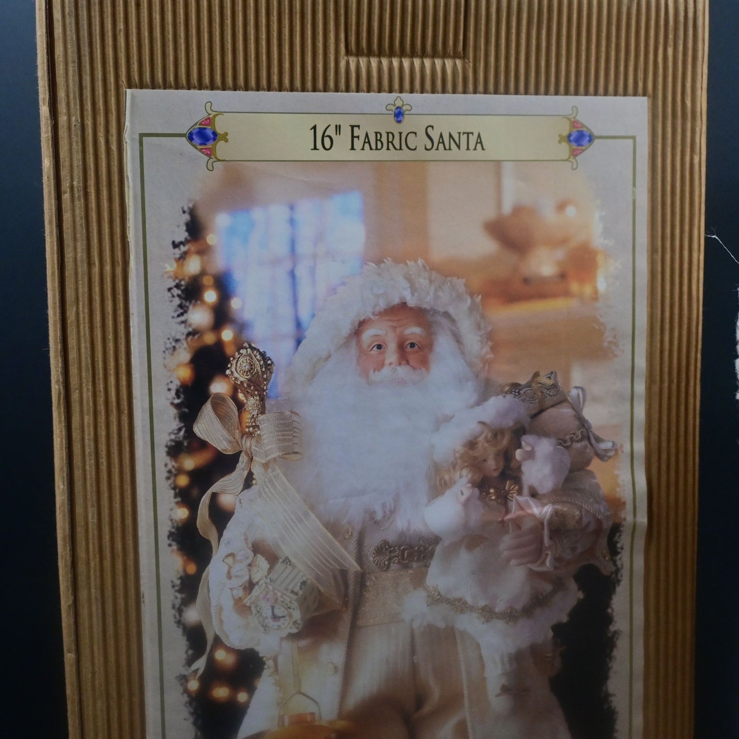 16" Fabric Santa in White Grandeur Noel Collector's Edition Christmas w Box