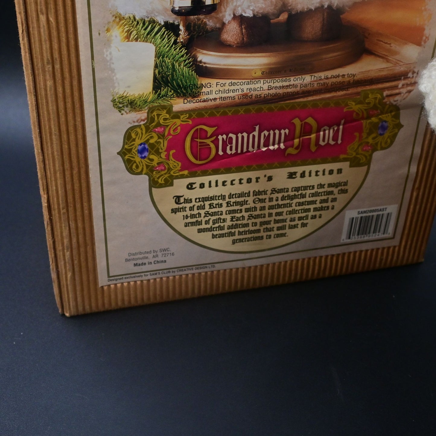 16" Fabric Santa in White Grandeur Noel Collector's Edition Christmas w Box