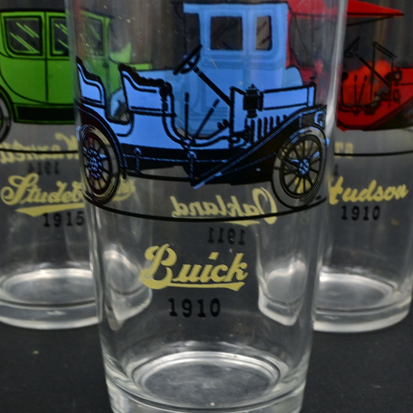 Vintage Hazel Atlas Antique Auto Car Drinking Glasses Set Of 6