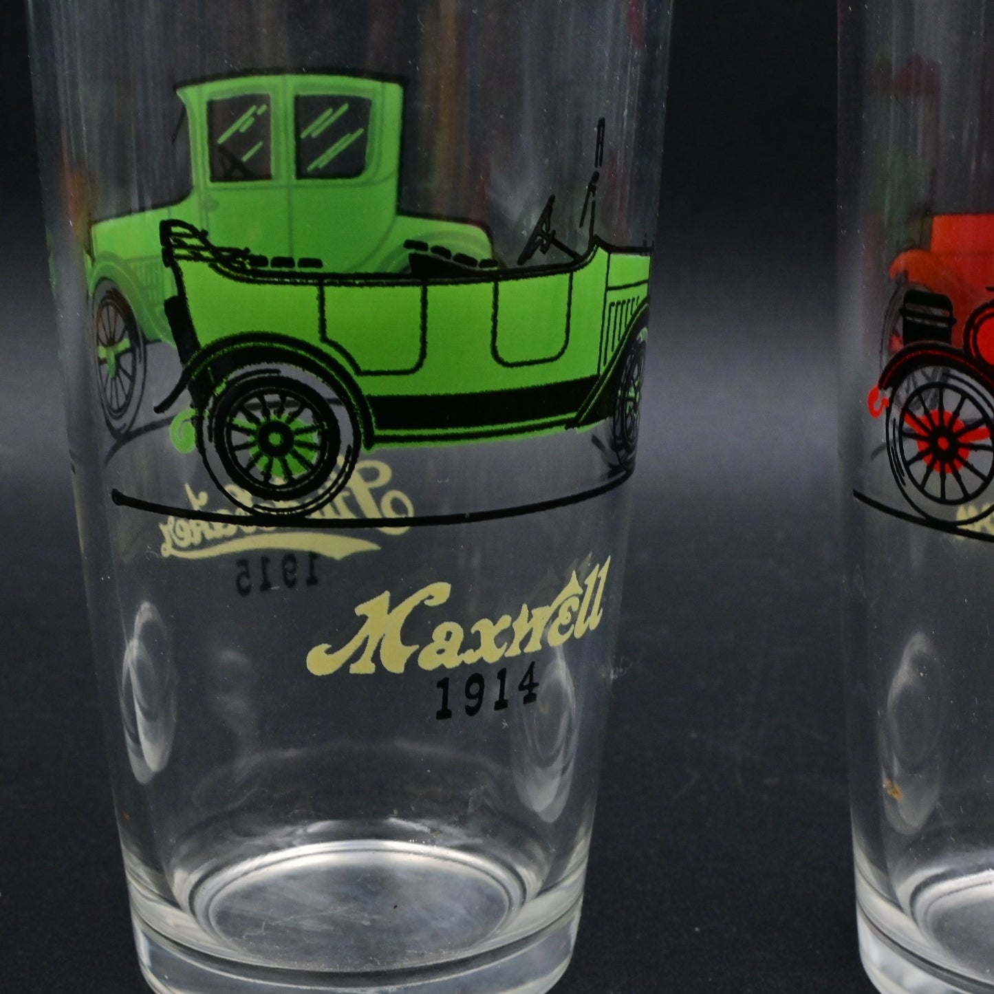 Vintage Hazel Atlas Antique Auto Car Drinking Glasses Set Of 6