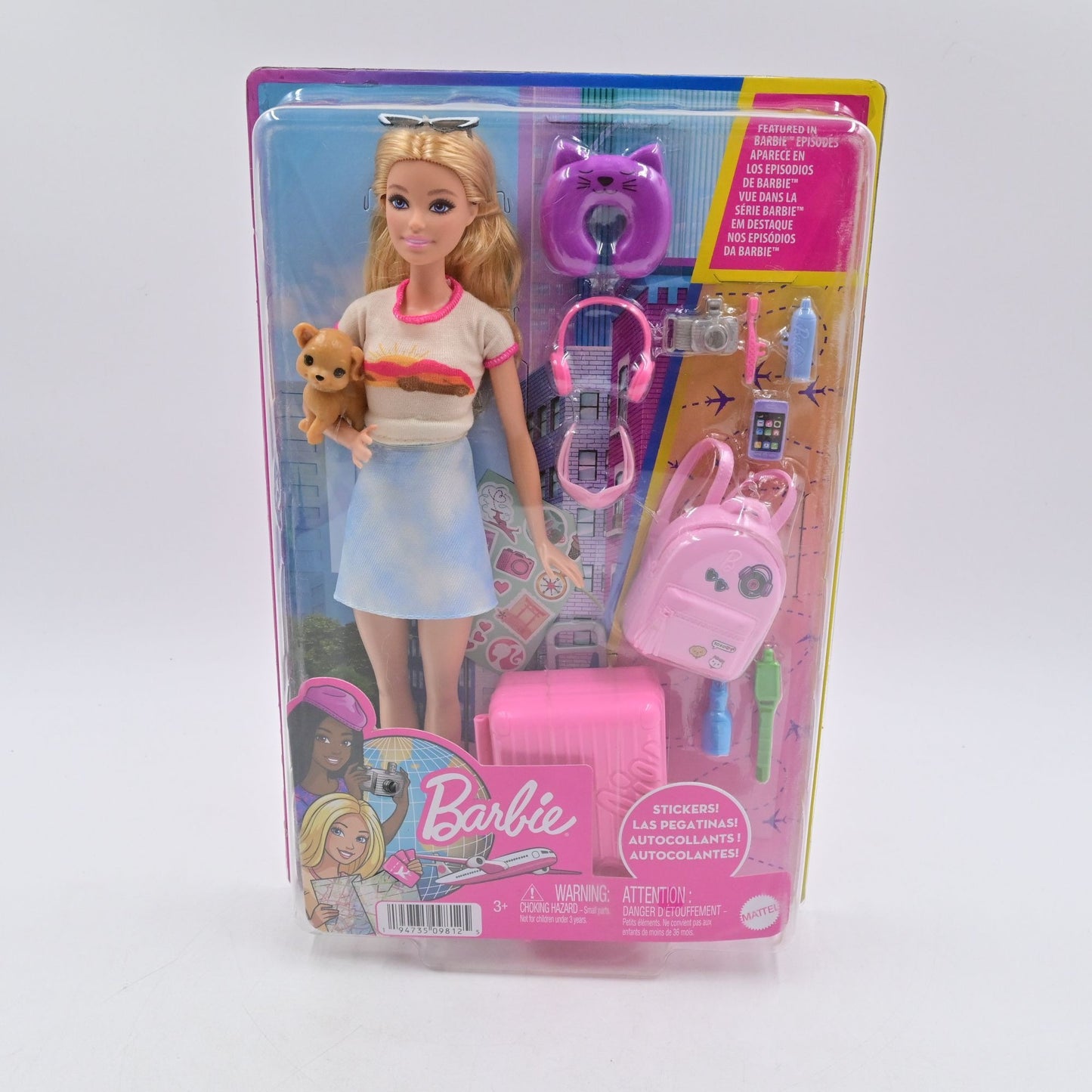 Barbie Adventures Vacation Travel Malibu Doll and Puppy Playset