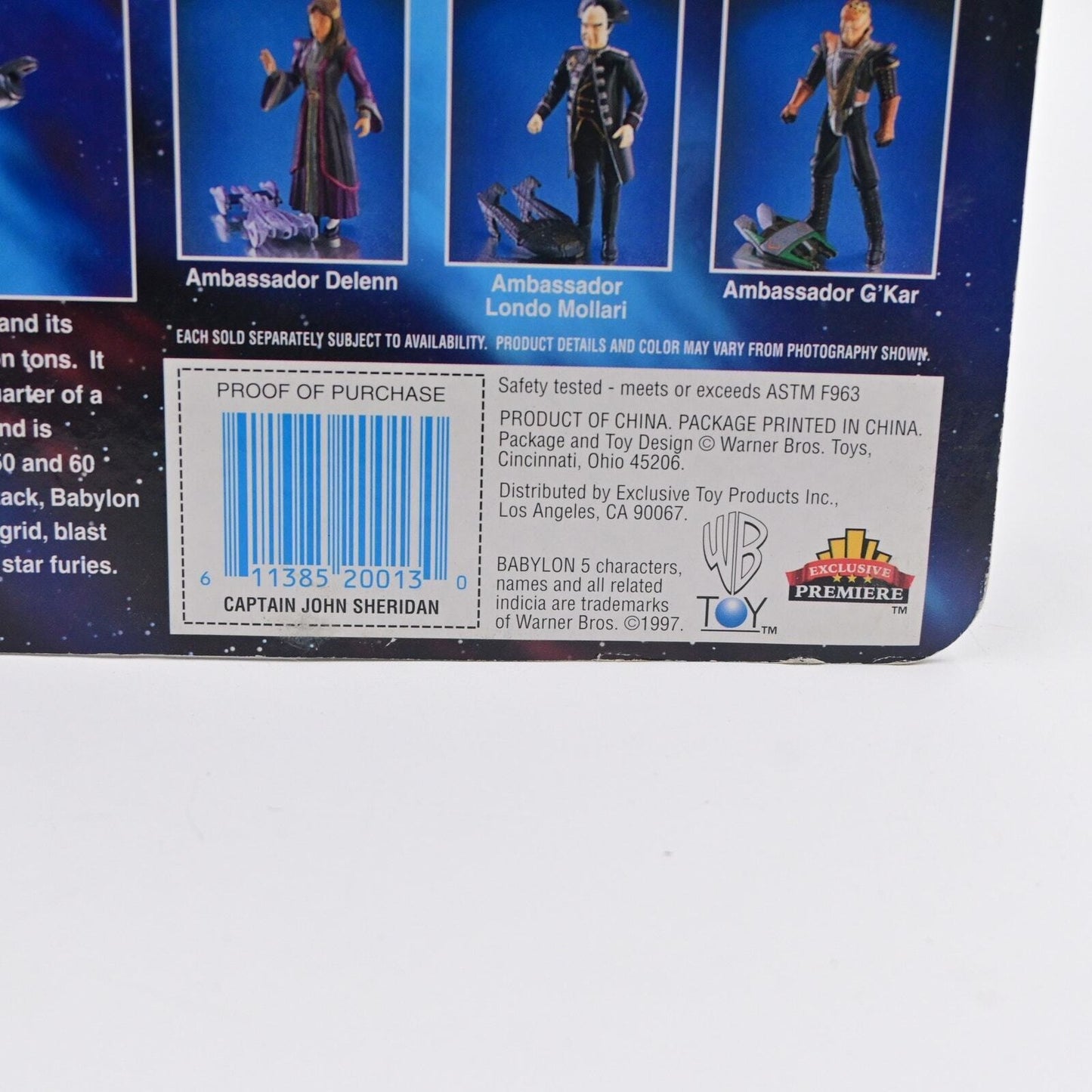 Babylon 5 Captain John Sheridan Action Figure Vintage 1997