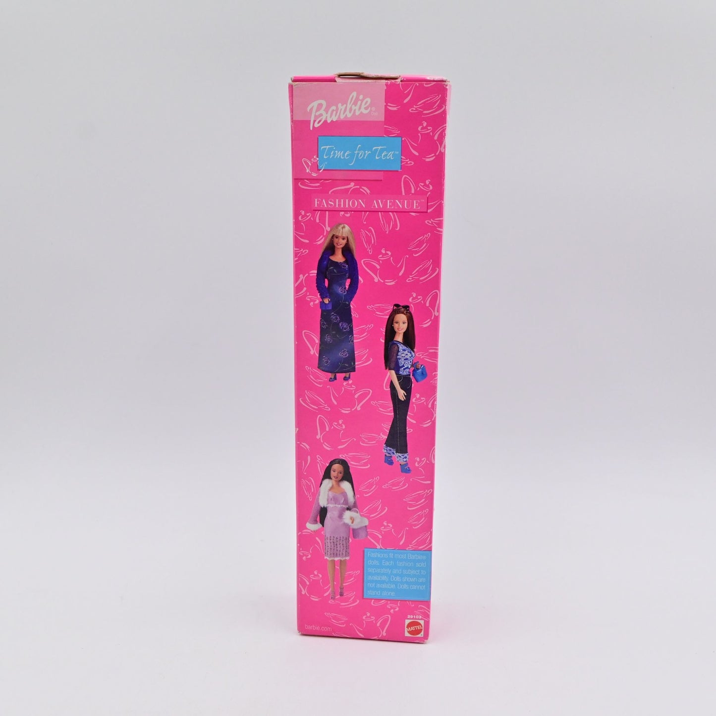 Vintage 2000 Barbie Fashion Avenue Time For Tea Doll In Red Dress & Tea Set