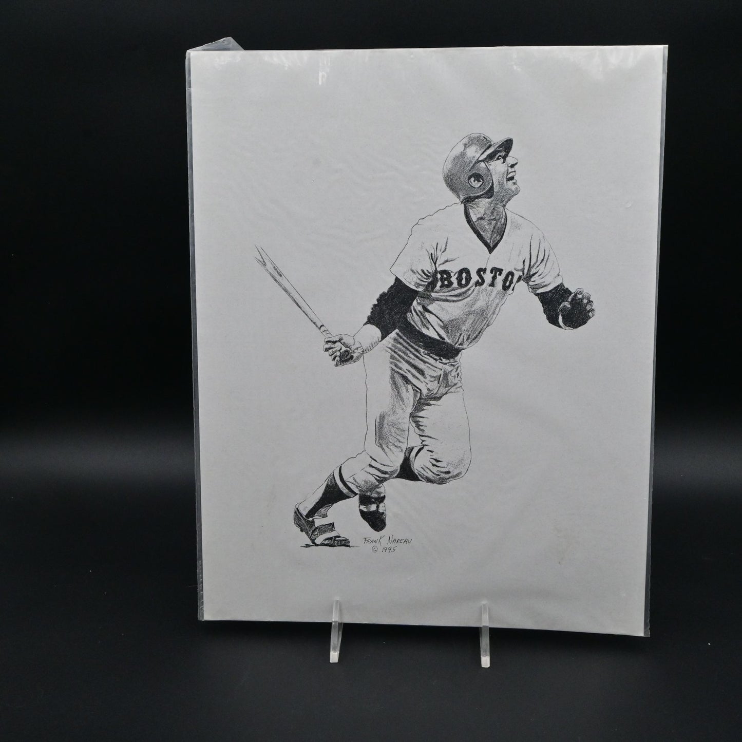 Boston Red Sox Carl Yastrzemski Print Frank Nareau Baseball Art Vintage 1995
