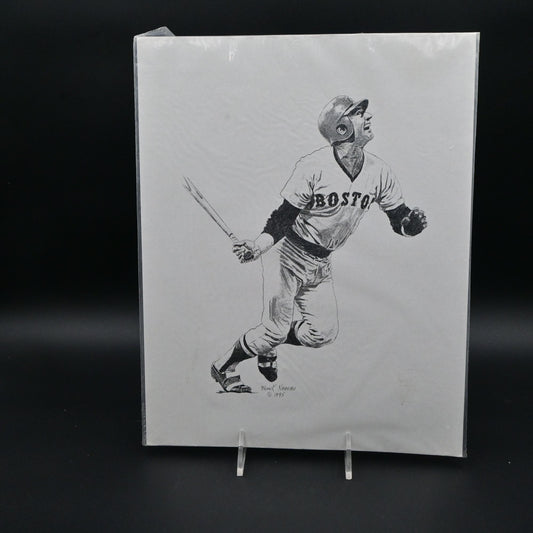 Boston Red Sox Carl Yastrzemski Print Frank Nareau Baseball Art Vintage 1995