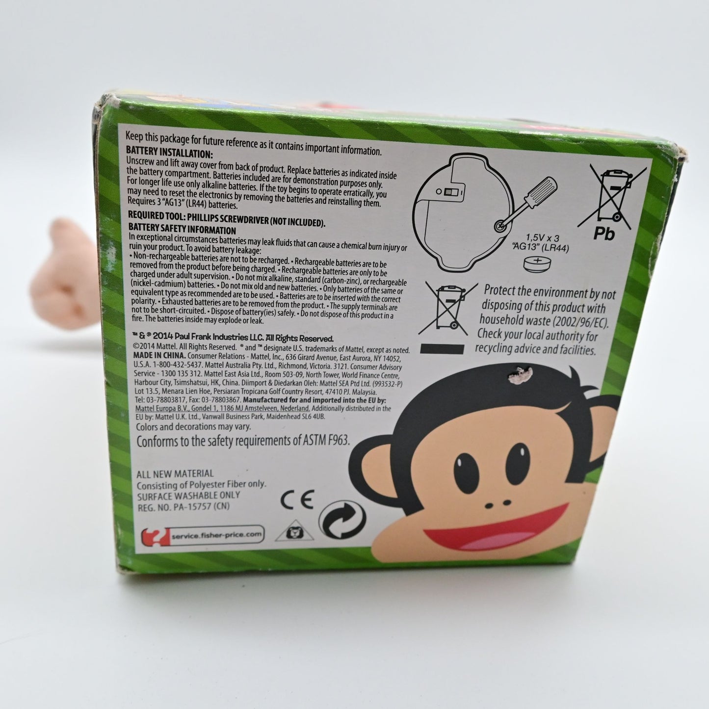 Fisher-Price Julius Jr. Talk-o-Matic Pal Plush Monkey Nick Jr. - Damaged