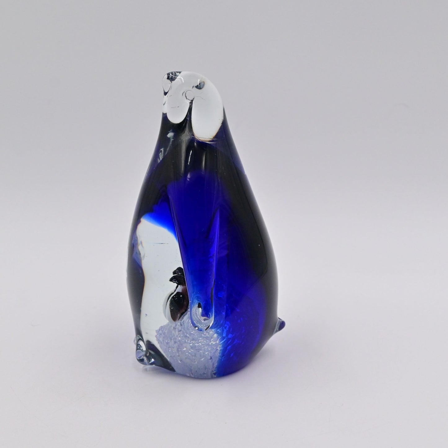 Vintage Penco Mother Penguin & Babies Cobalt Blue Art Glass Figure Paperweight