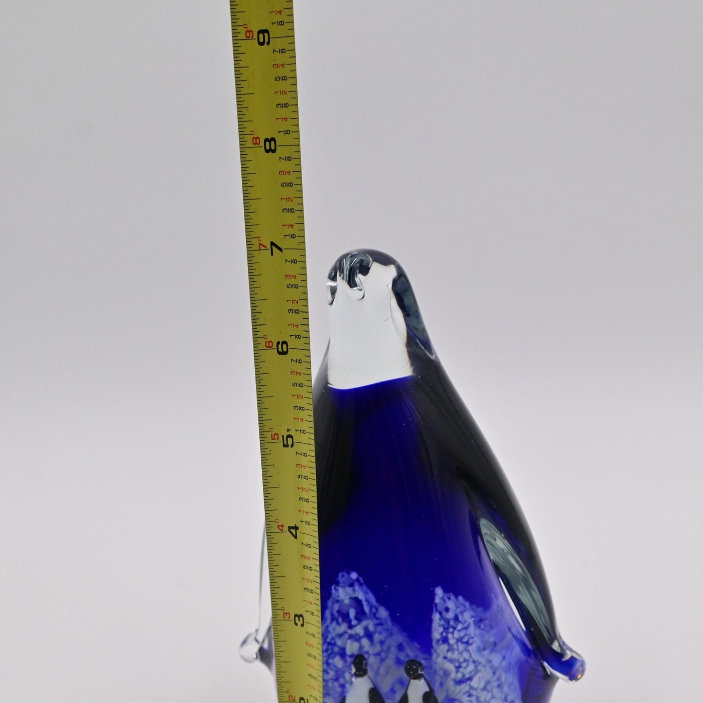 Vintage Penco Mother Penguin & Babies Cobalt Blue Art Glass Figure Paperweight