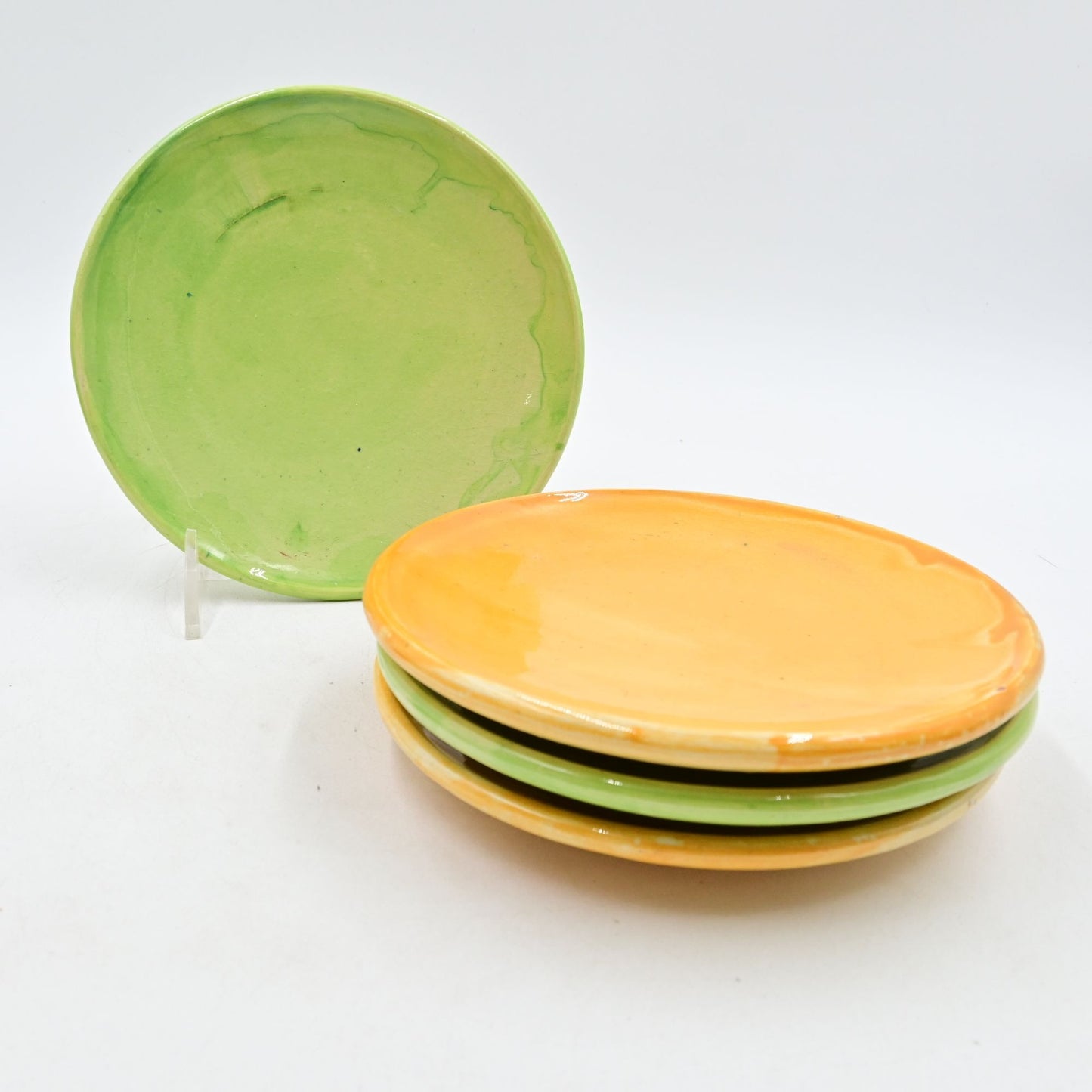 Romancing Provence Douce 10 3/4" Dinner Plates Green & Yellow Bundle Of 4