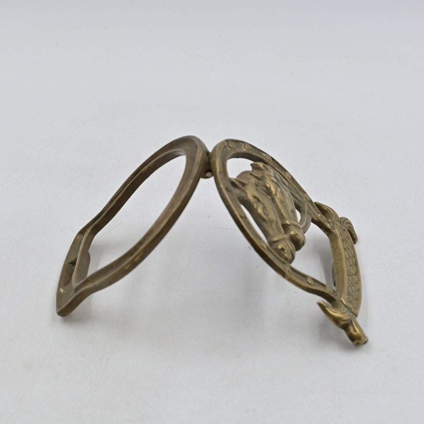 Brass Horse Head Horseshoe Door Knocker 4"