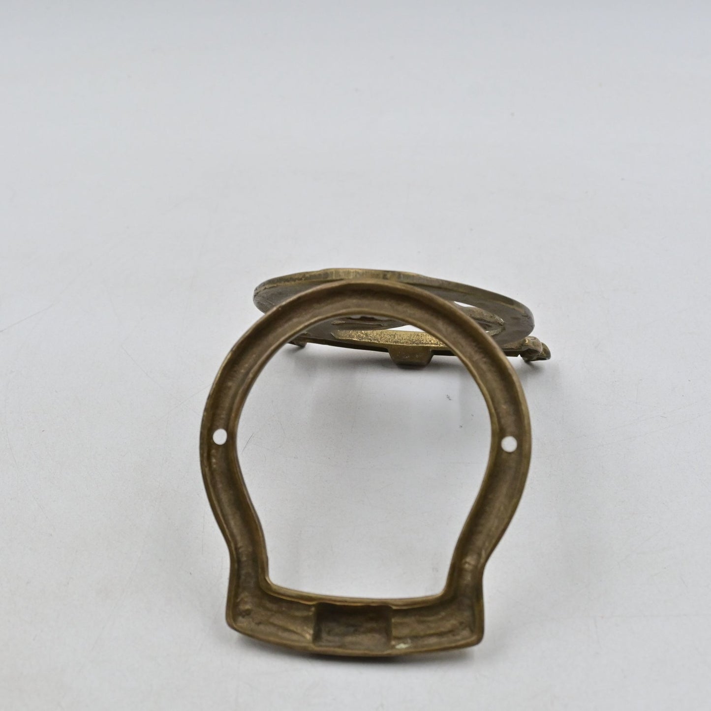 Brass Horse Head Horseshoe Door Knocker 4"
