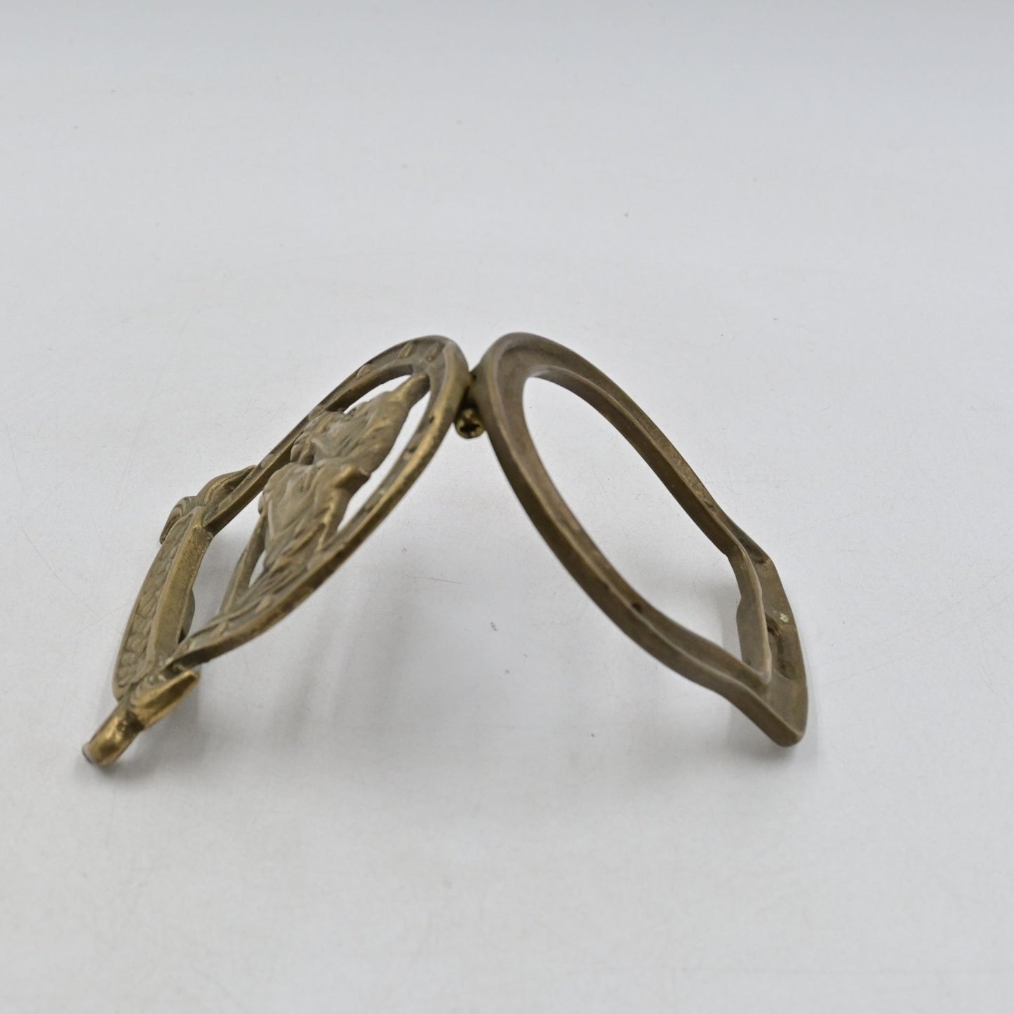 Brass Horse Head Horseshoe Door Knocker 4"