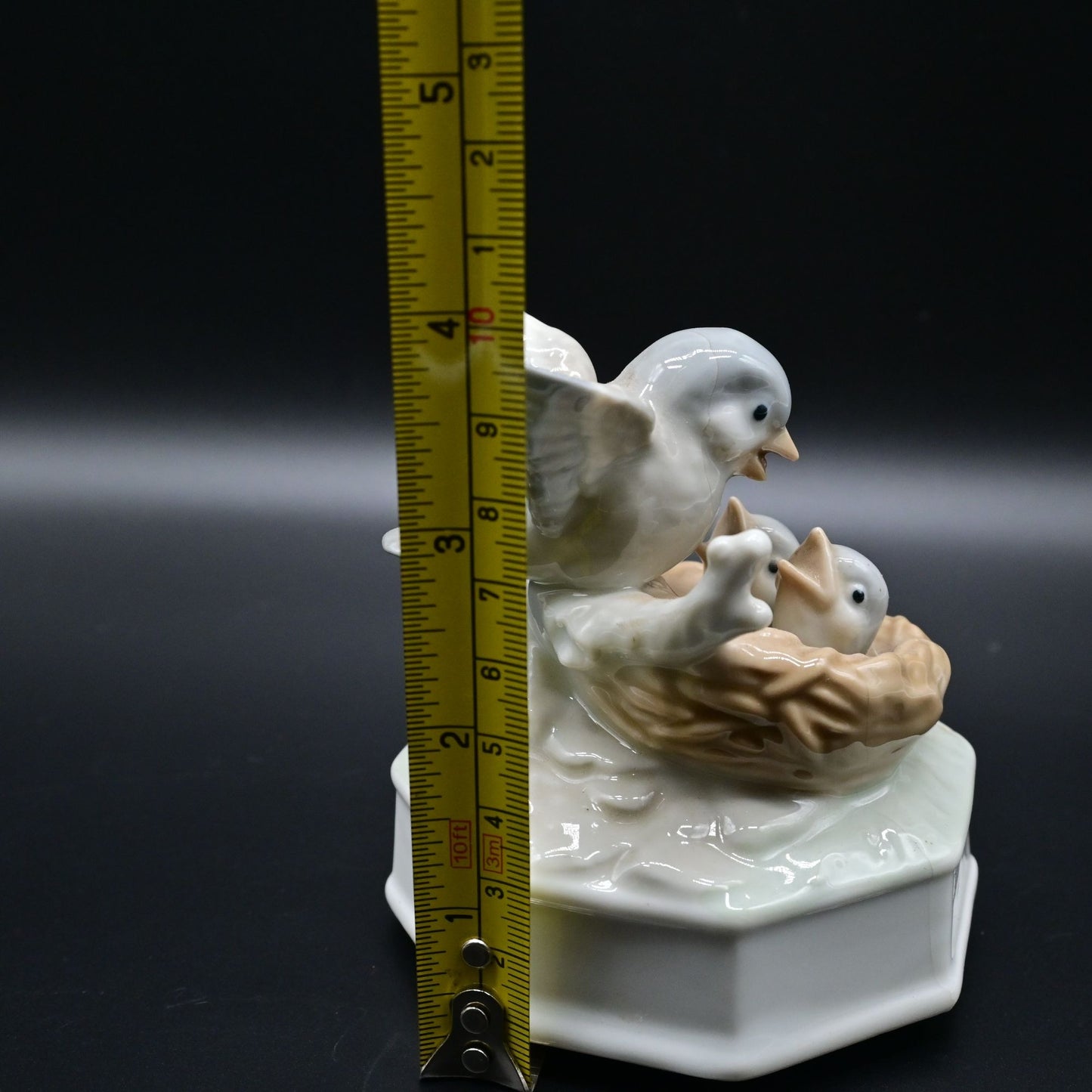 Vintage Otagiri Mother And Baby Birds In Nest Music Box