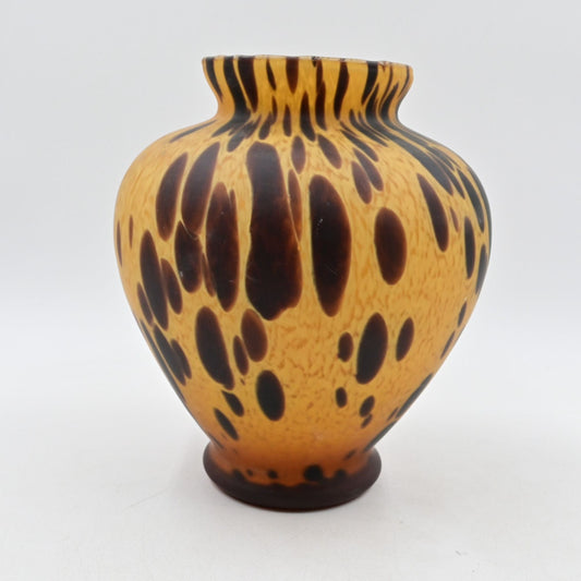Vertrai Azzura Maestri Italian Tortoise Shell Art Glass Vase Made In Italy