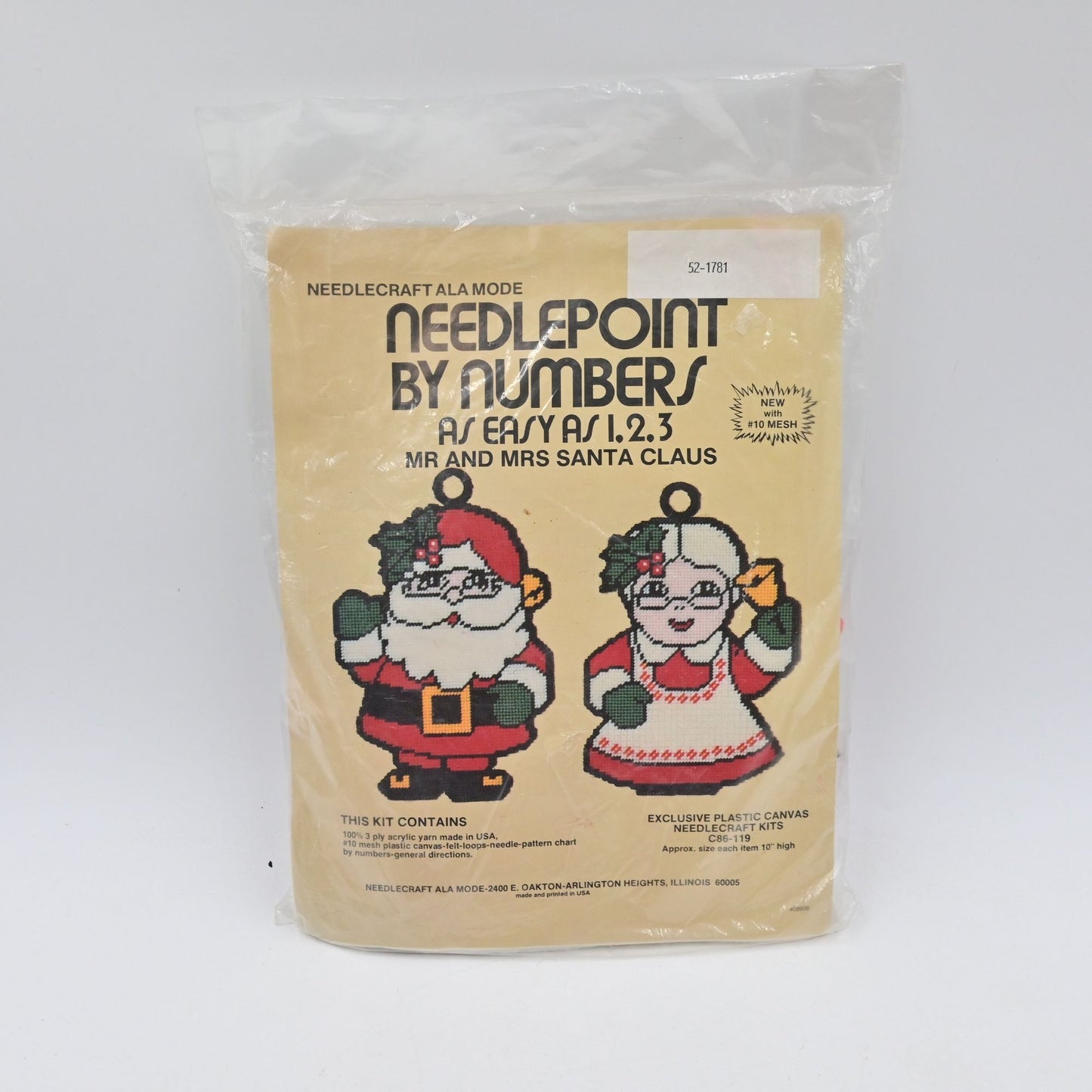 Needlepoint by Numbers Kit -Mr. & Mrs. Santa Claus Vintage New Sealed