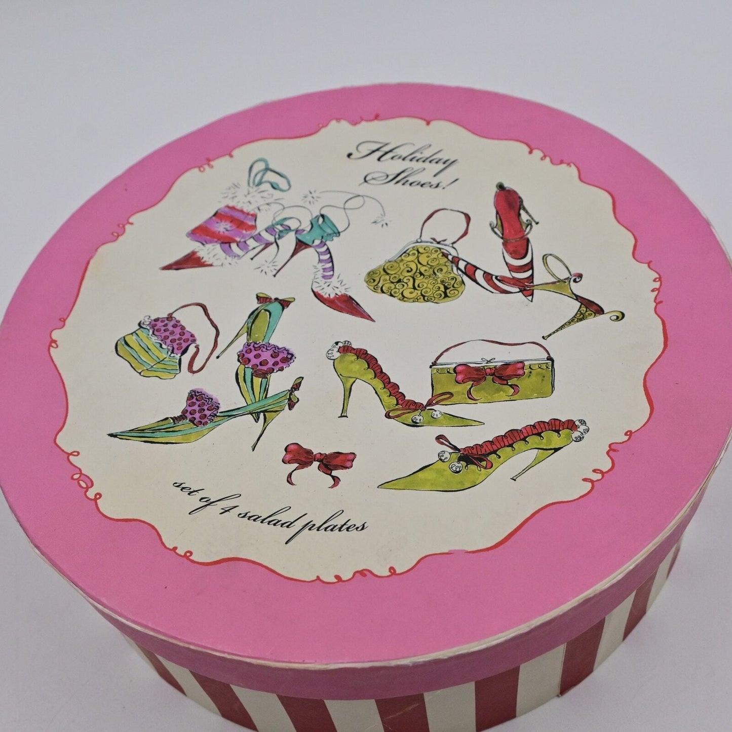 Holiday Shoes! Set Of 4 Salad Plates In Box