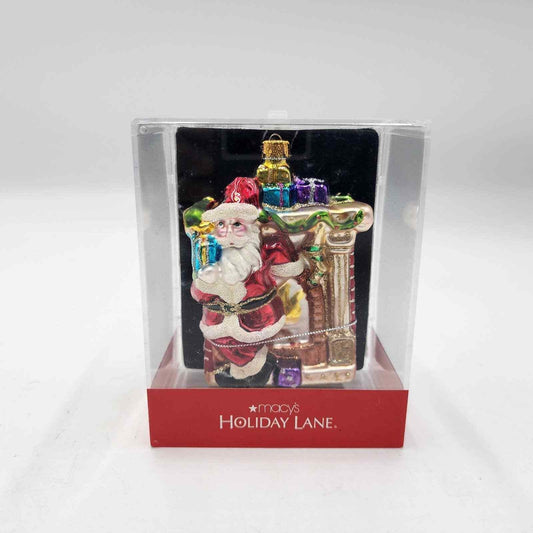 Macy's Holiday Lane Santa Coming Down The Chimney Ornament