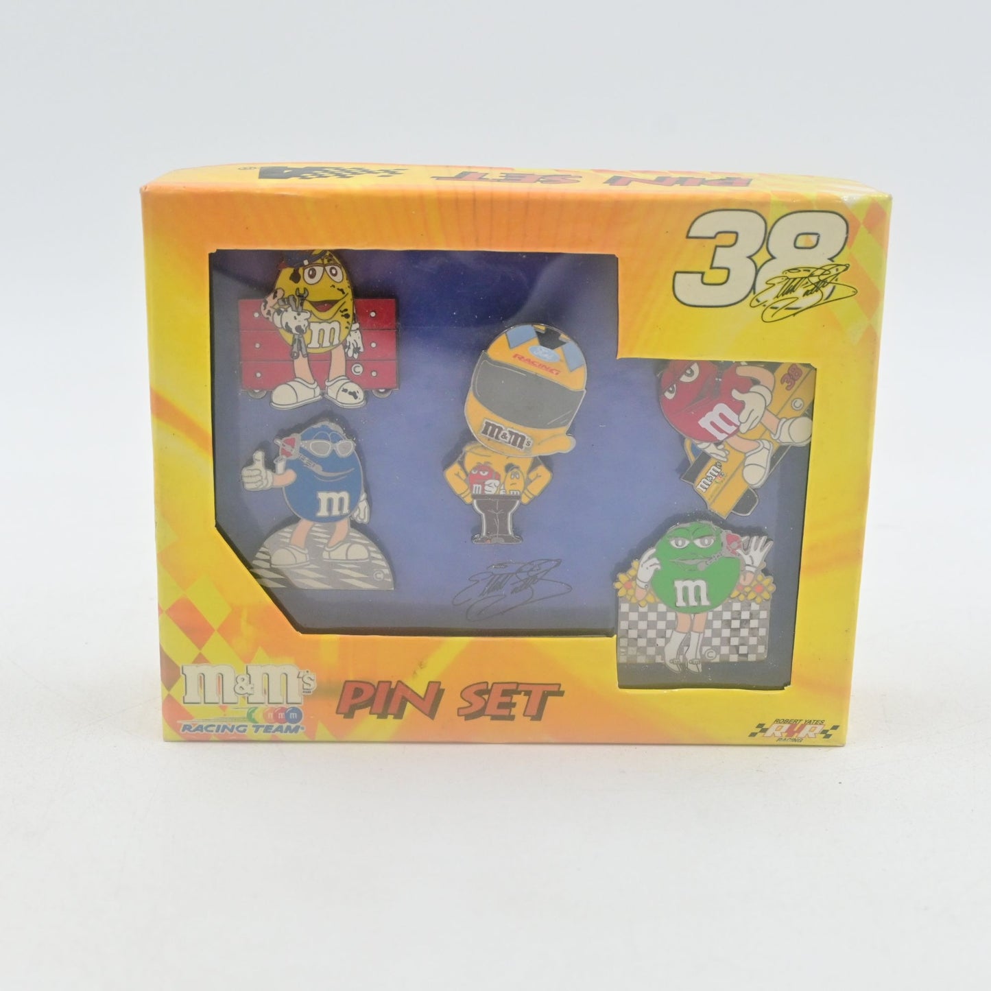 M&M's Racing Team Nascar Elliott Sadler #38 5 Piece Pin Set NIB