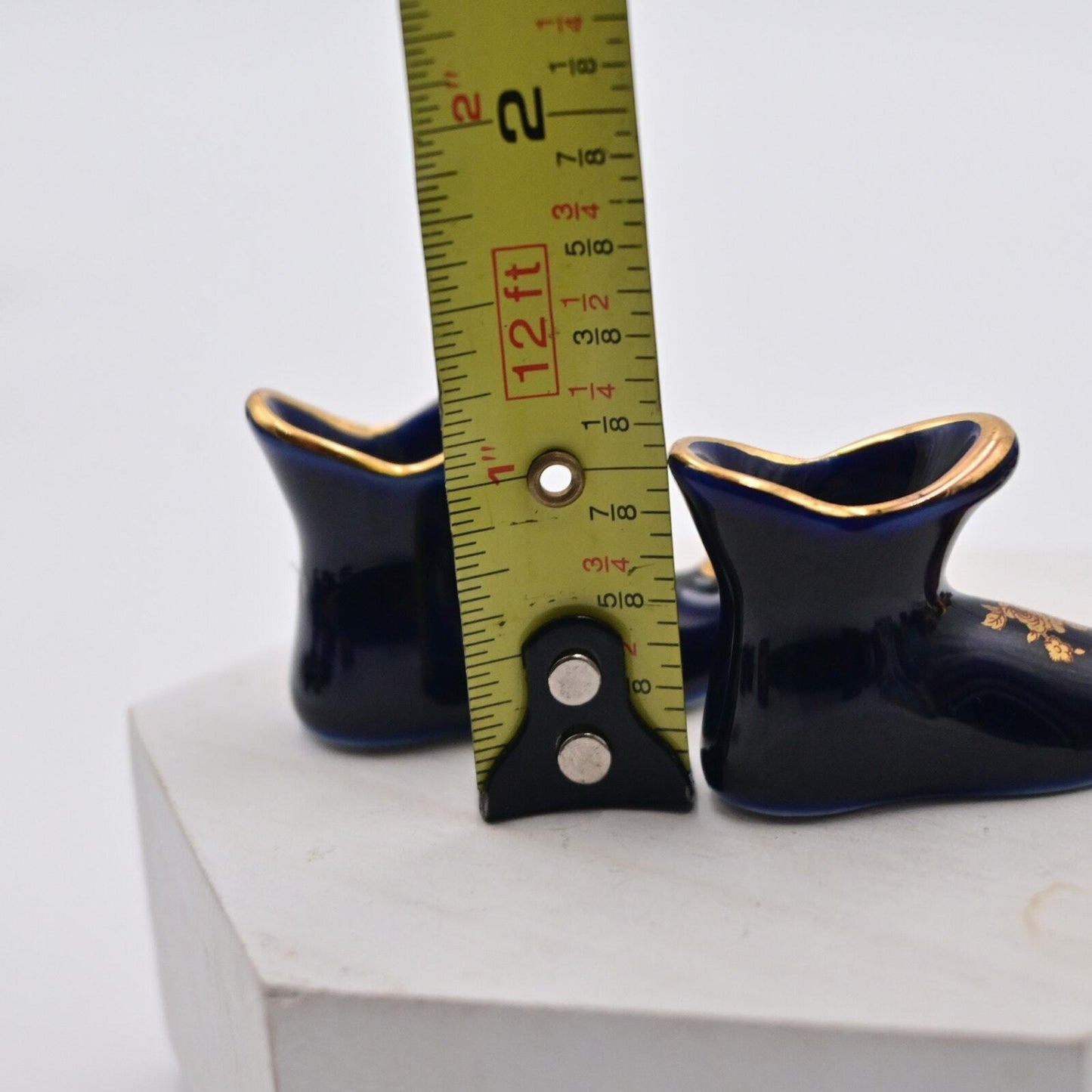 Vintage Limoges Cobalt Blue Jester Shoe Pair Of 2 Miniature Figures