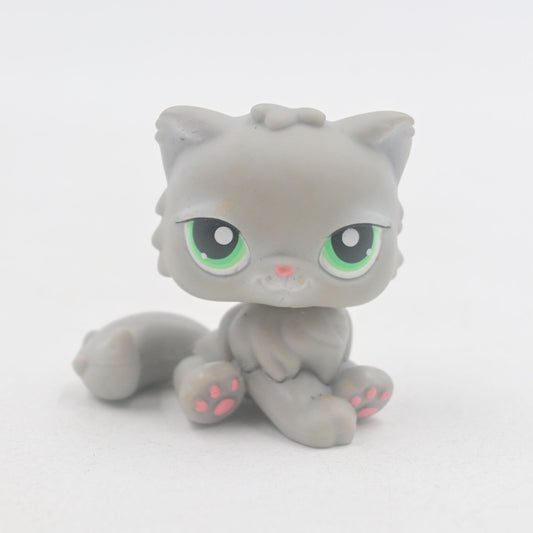 Hasbro Littlest Pet Shop Grey Persian Cat With Green Eyes #82