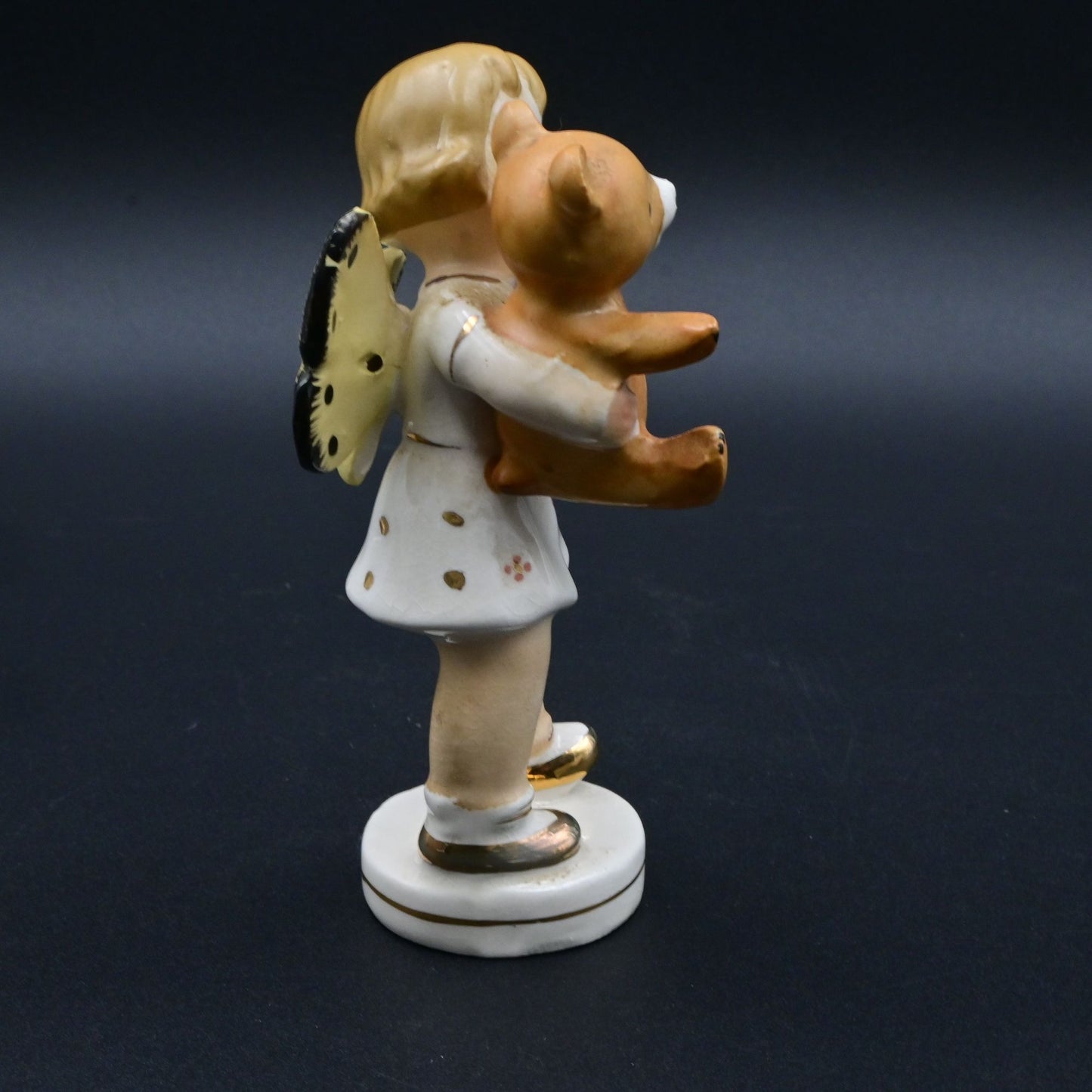 Vintage Napco Girl Angel Butterfly Wings Holding a Teddy Bear Figure