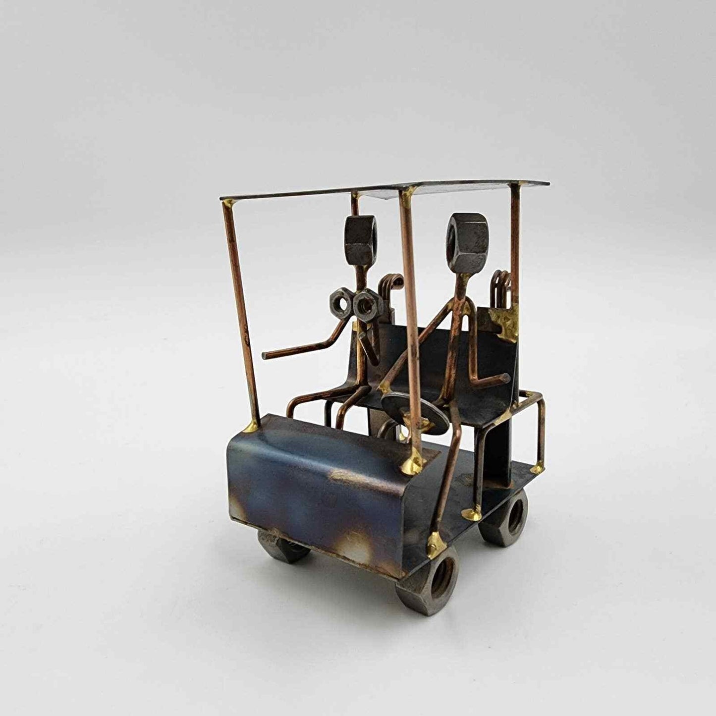 Rock Creek Metal Art Golf Cart with Man and Lady Sculpture