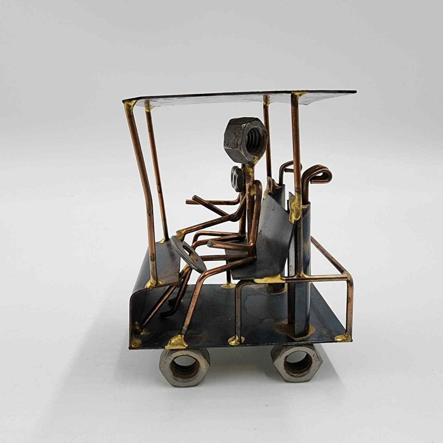 Rock Creek Metal Art Golf Cart with Man and Lady Sculpture