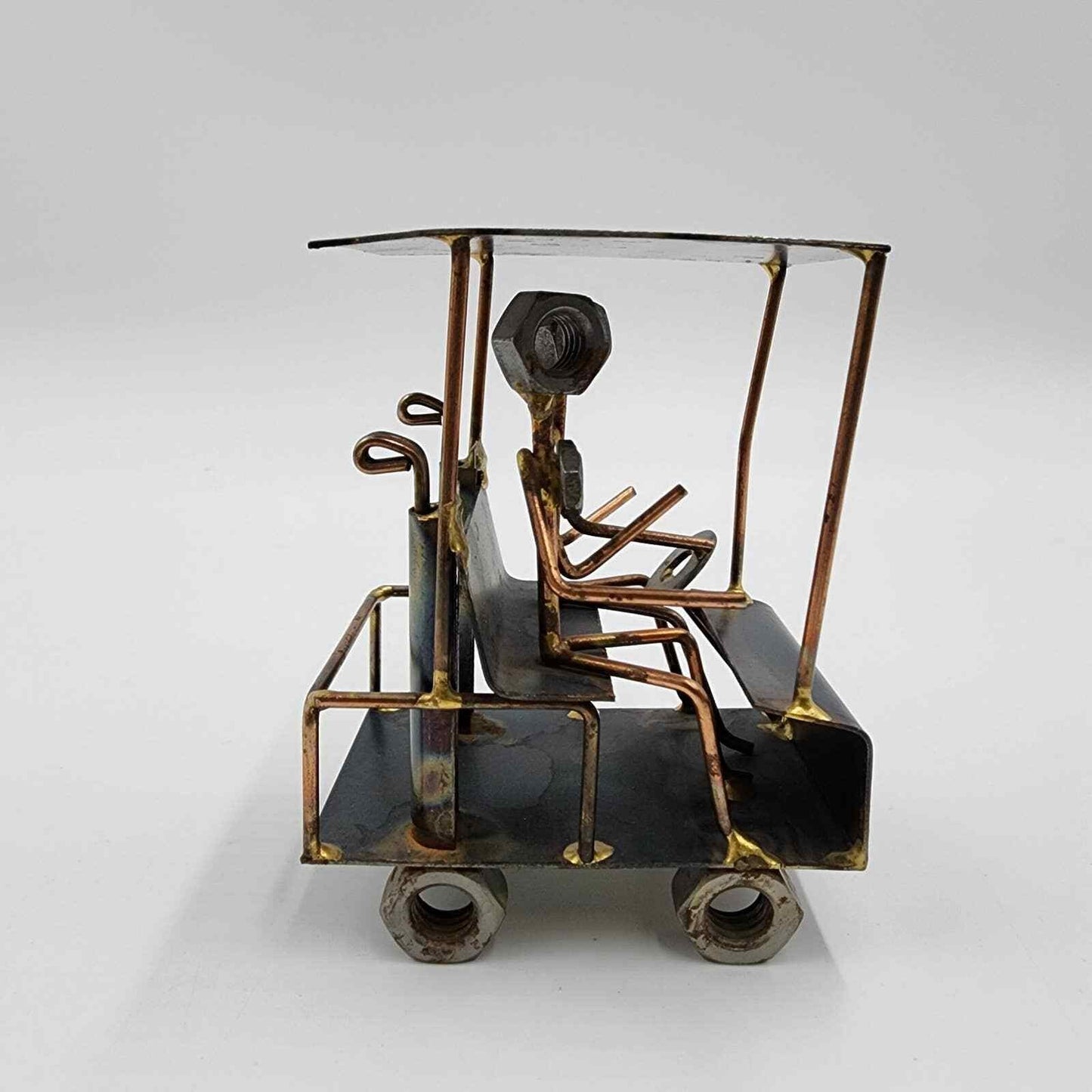 Rock Creek Metal Art Golf Cart with Man and Lady Sculpture