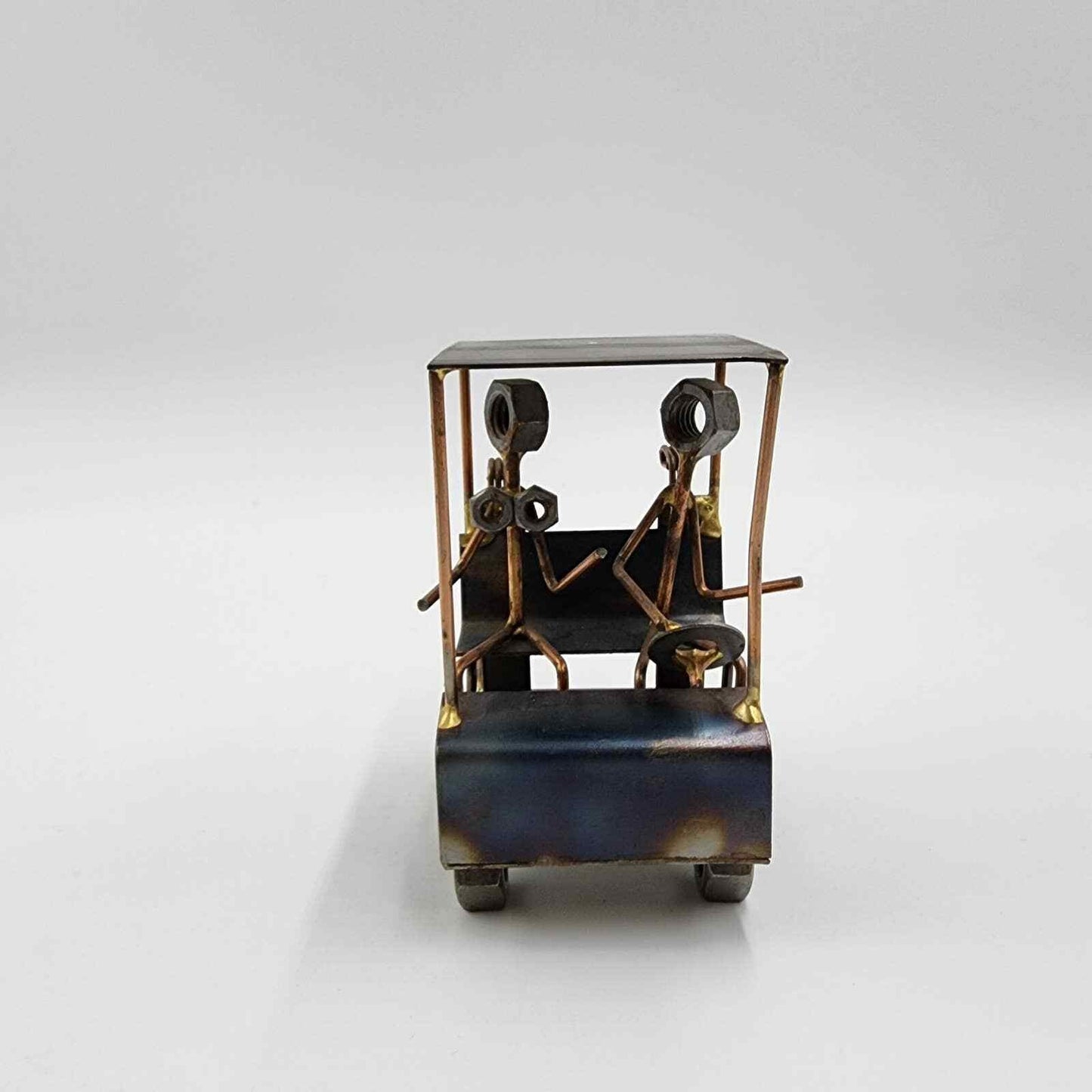 Rock Creek Metal Art Golf Cart with Man and Lady Sculpture