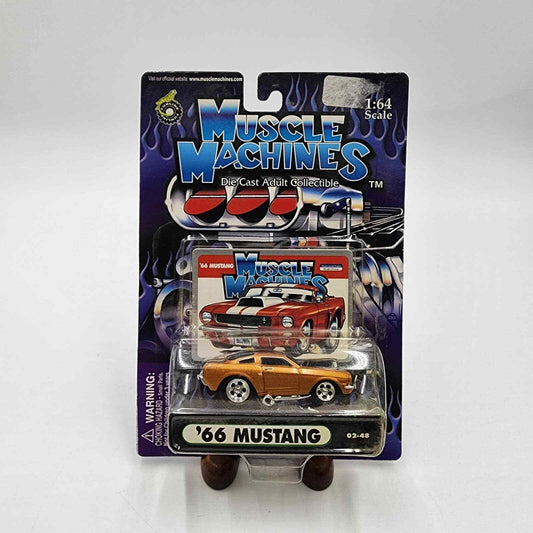 Muscle Machines '66 Mustang Gold 1:64 Scale Diecast Car - Vintage 2002