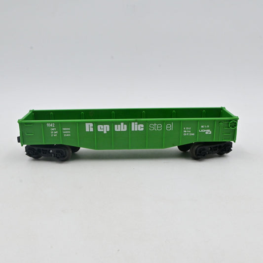 Lionel O Gauge Green Republic Steel Gondola Car 9142