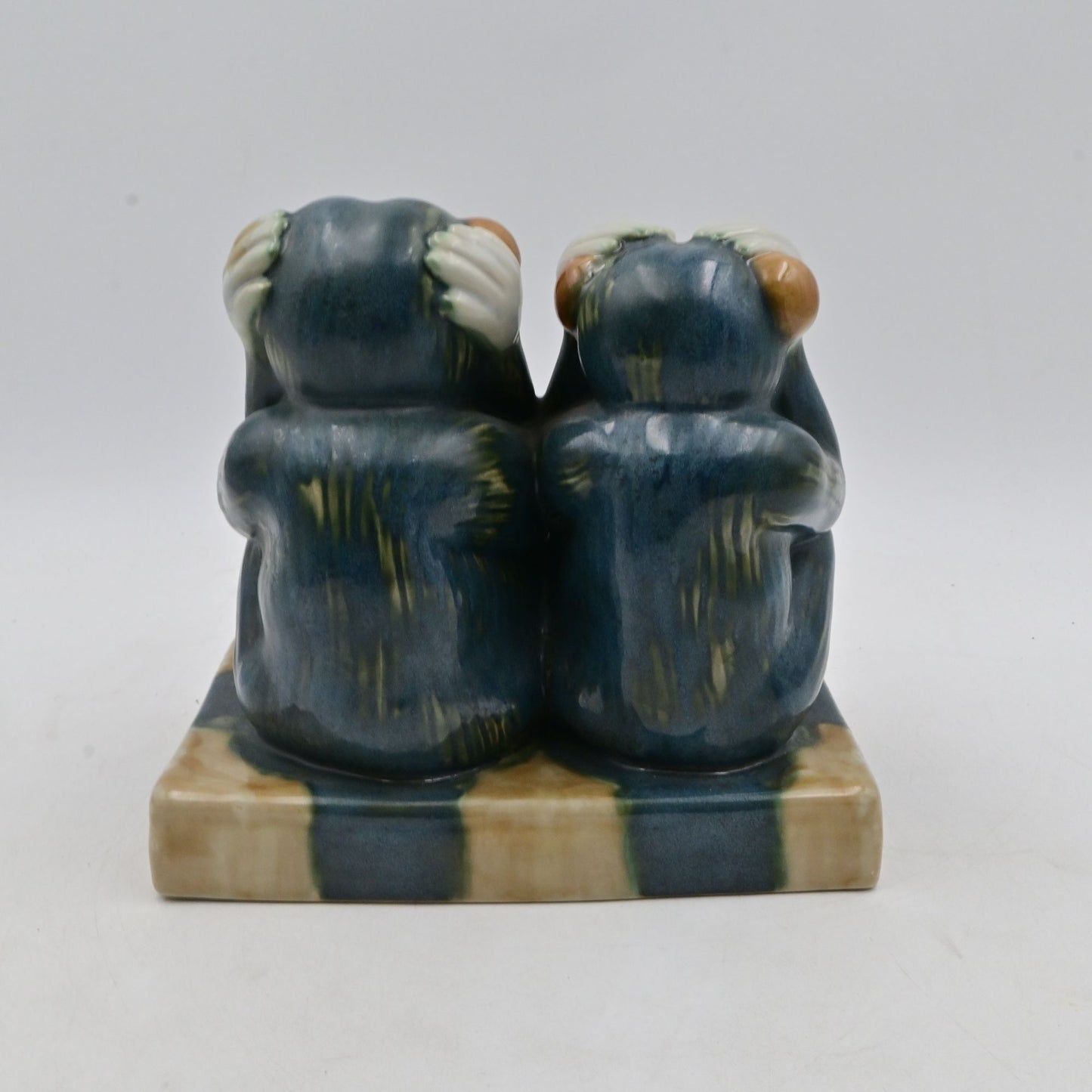 Vintage Majolica 2 Wise Monkeys Hear No Evil and See No Evil