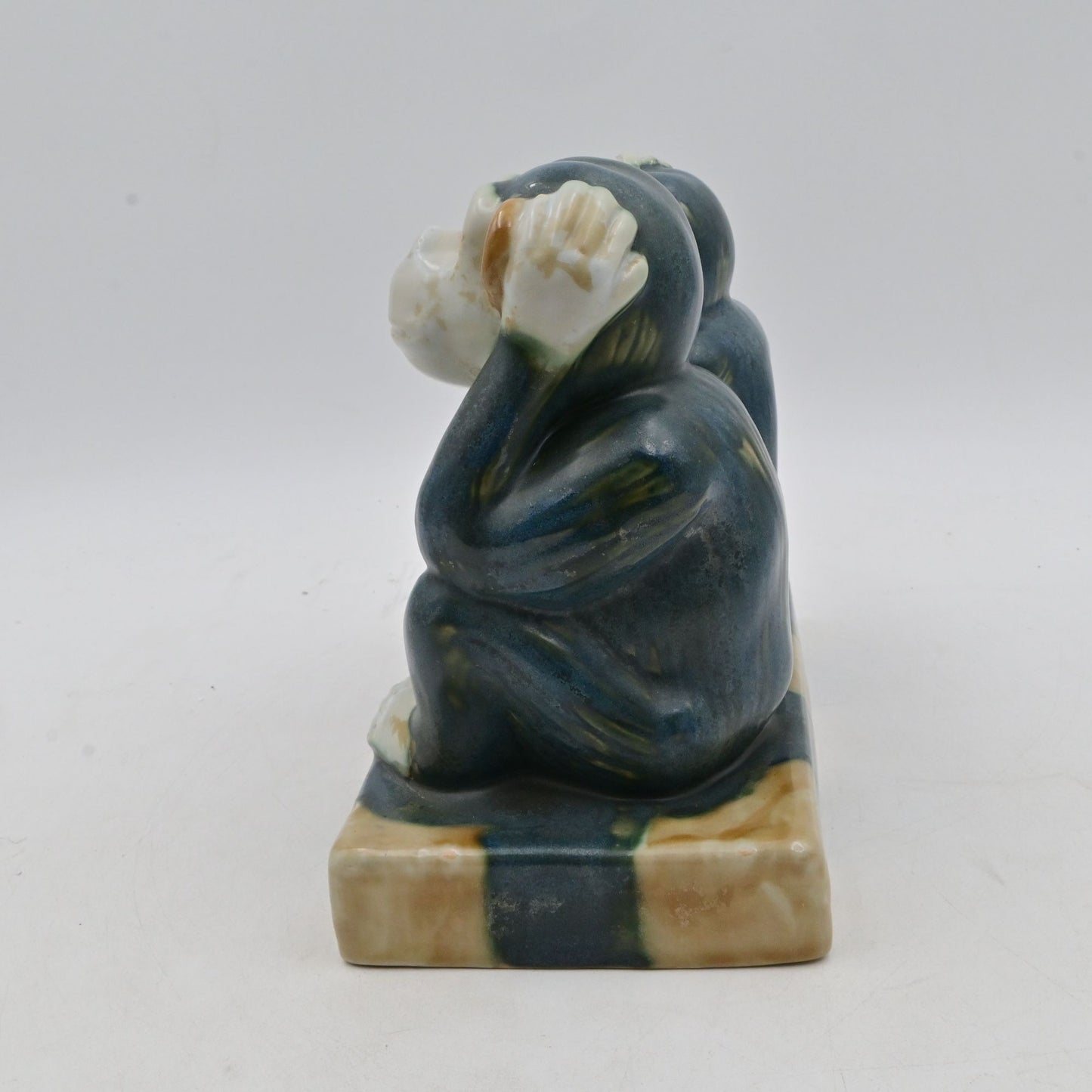 Vintage Majolica 2 Wise Monkeys Hear No Evil and See No Evil