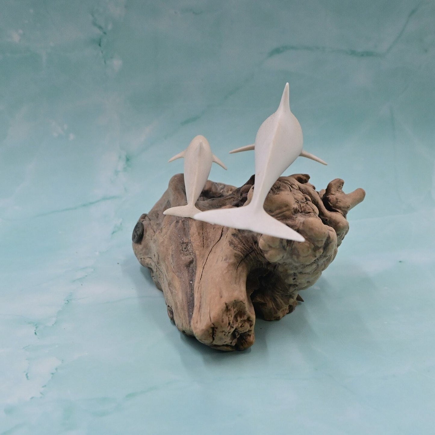 John Petty Driftwood Dolphin Pair Figure