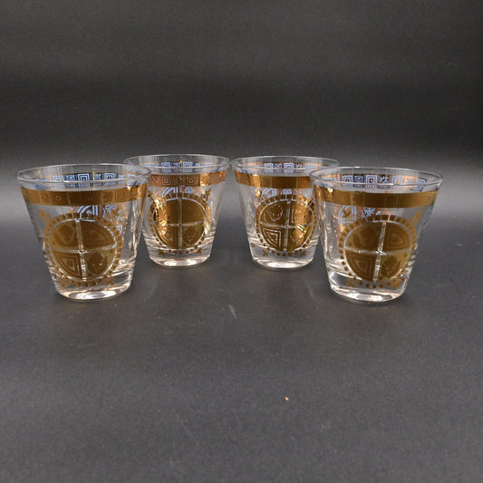 MCM Culver Coronet Cocktail Glasses Bundle Of 4 22kt Gold Vintage 1960s