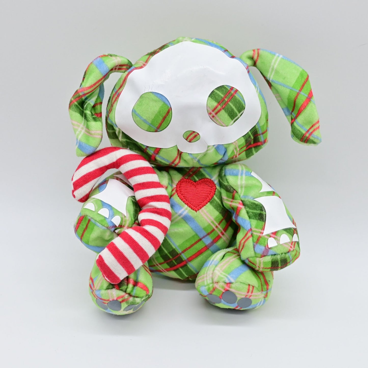 Skelanimals Green Plaid Dax The Dog Puppy With Candy Cane Plush 7”
