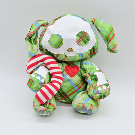 Skelanimals Green Plaid Dax The Dog Puppy With Candy Cane Plush 7”