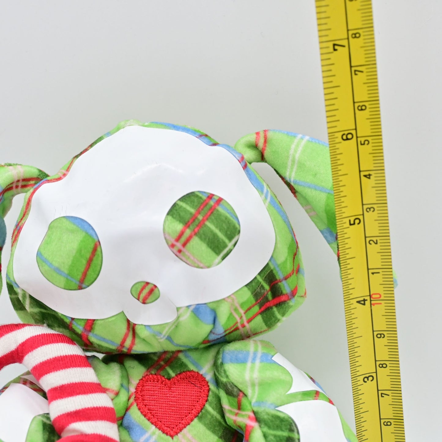 Skelanimals Green Plaid Dax The Dog Puppy With Candy Cane Plush 7”