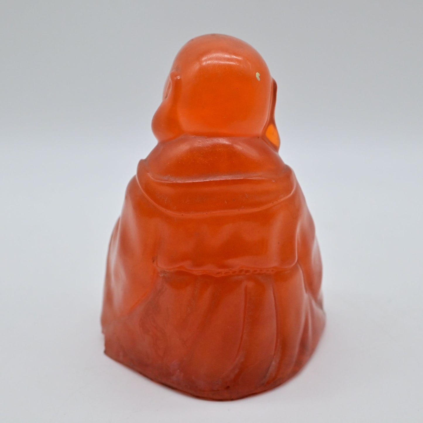 Old Chinese Red Amber Carving Happy Laugh Buddha Wealth Statue