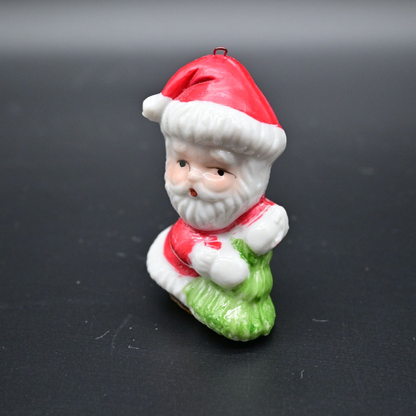 Vintage Santa Claus Christmas Ornament Ceramic Miniature Ornament