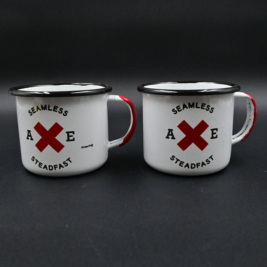 Seamless Steadfast Enamelware Mugs White Set Of 2