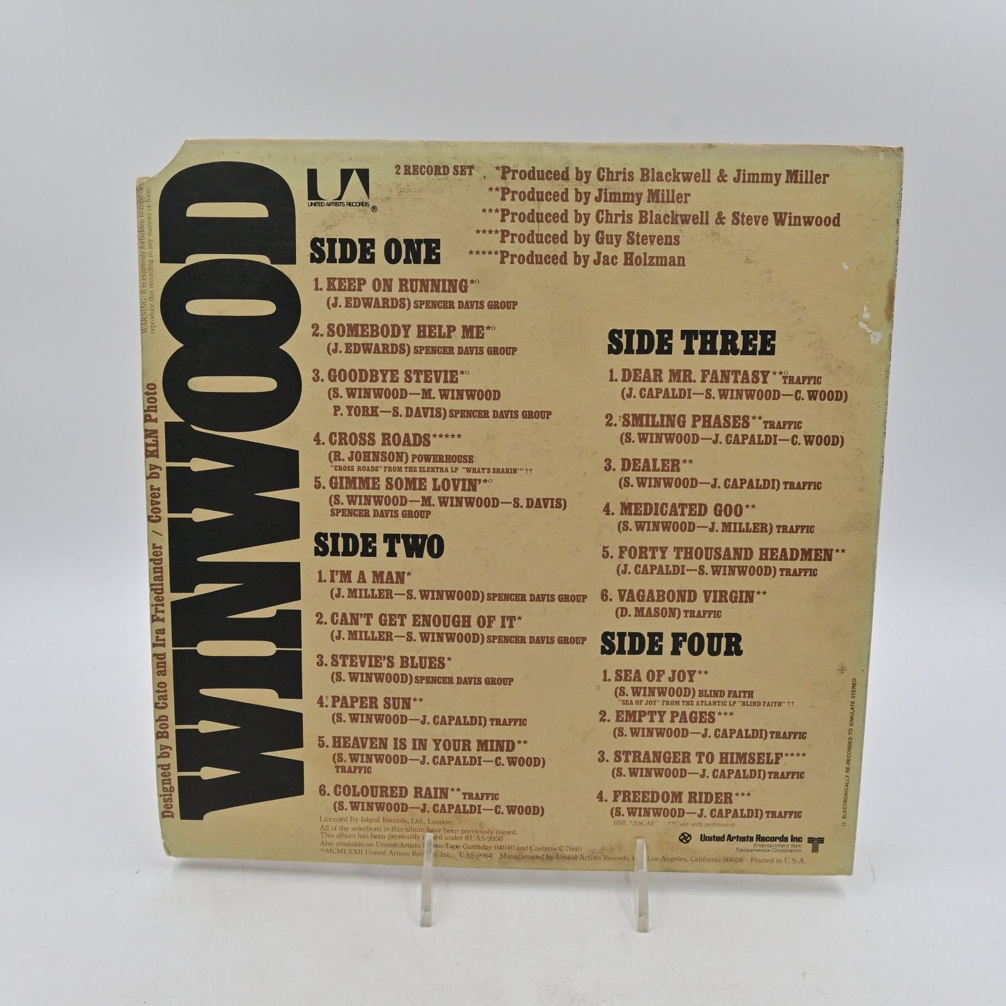 Steve Winwood : Winwood Double LP United Artists Comp 1971 No Booklet