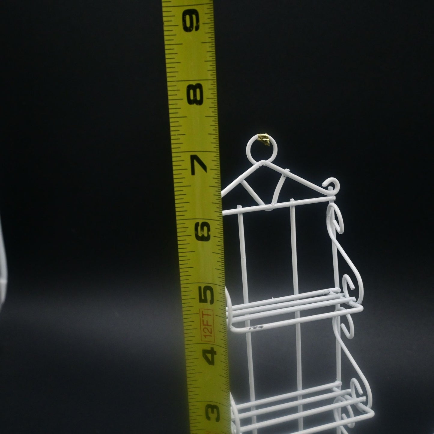 Dollhouse Miniature White Wire Faux Wicker Table Chair Sets 6 Piece Vintage