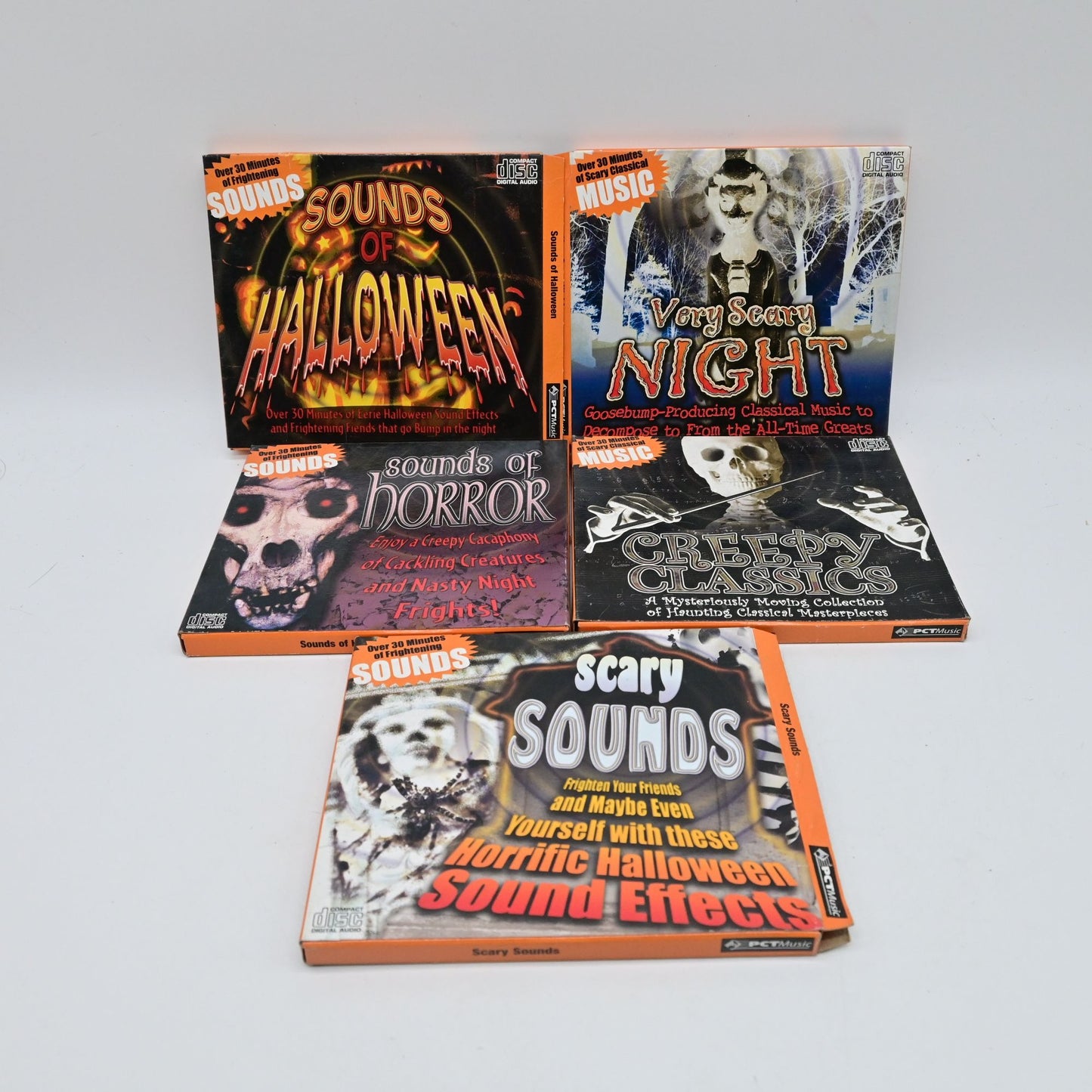 Set Of 5 Halloween-Themed CDs With Scary Music & Sound Effects