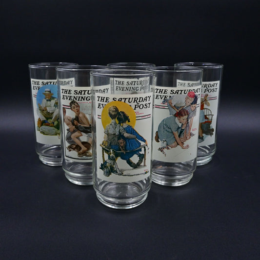 The Saturday Evening Post Arby's Norman Rockwell Glasses Complete Set Of 6