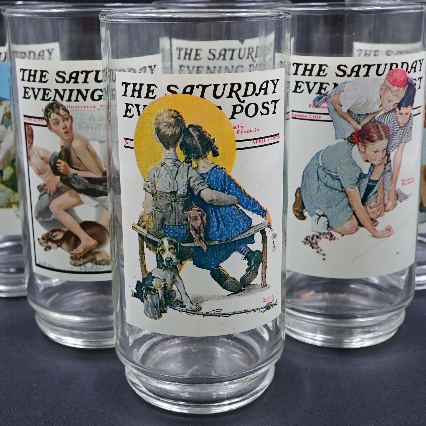 The Saturday Evening Post Arby's Norman Rockwell Glasses Complete Set Of 6
