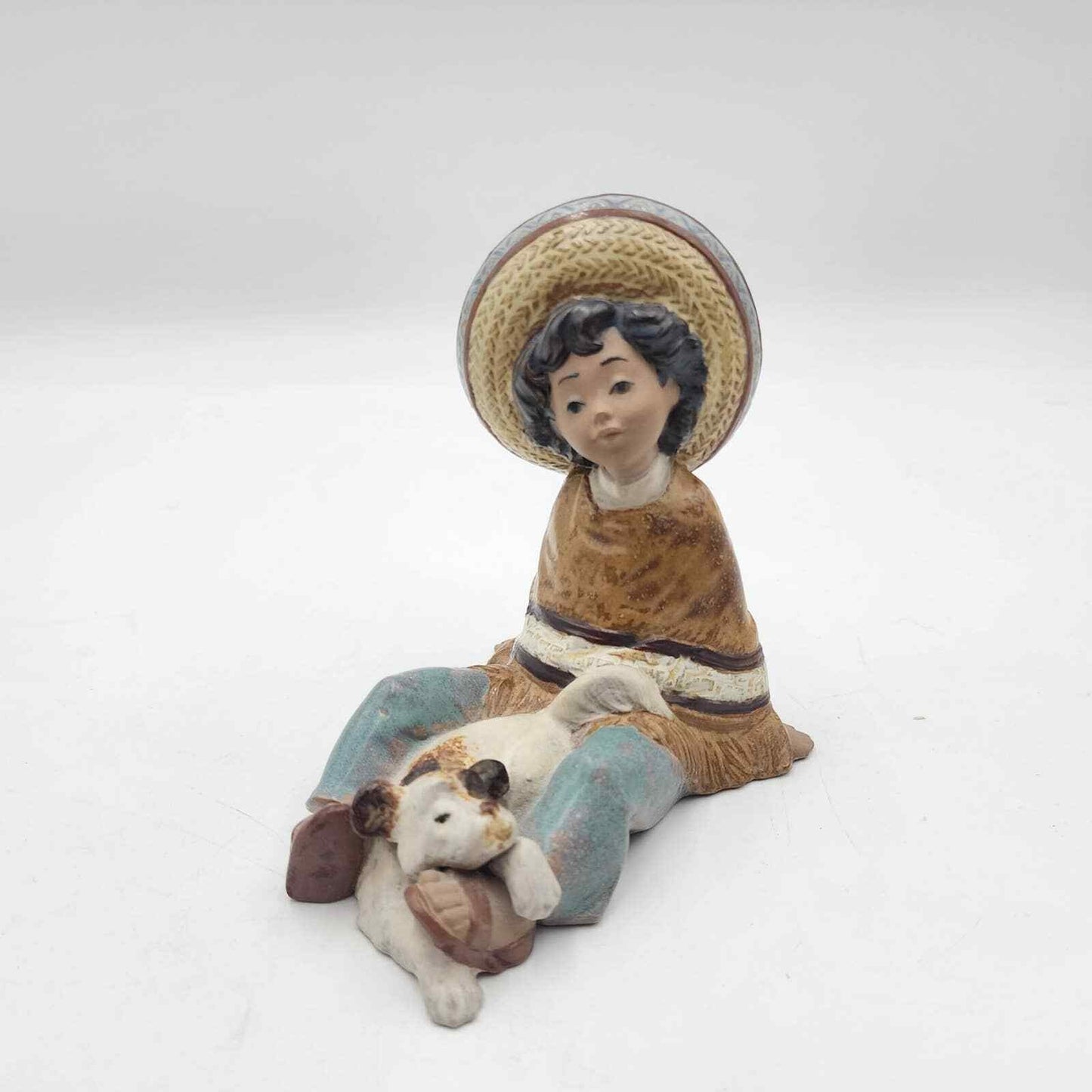 Lladro Porcelain Figurine 2166 Paco Pancho Boy sitting with Dog Gres Finish