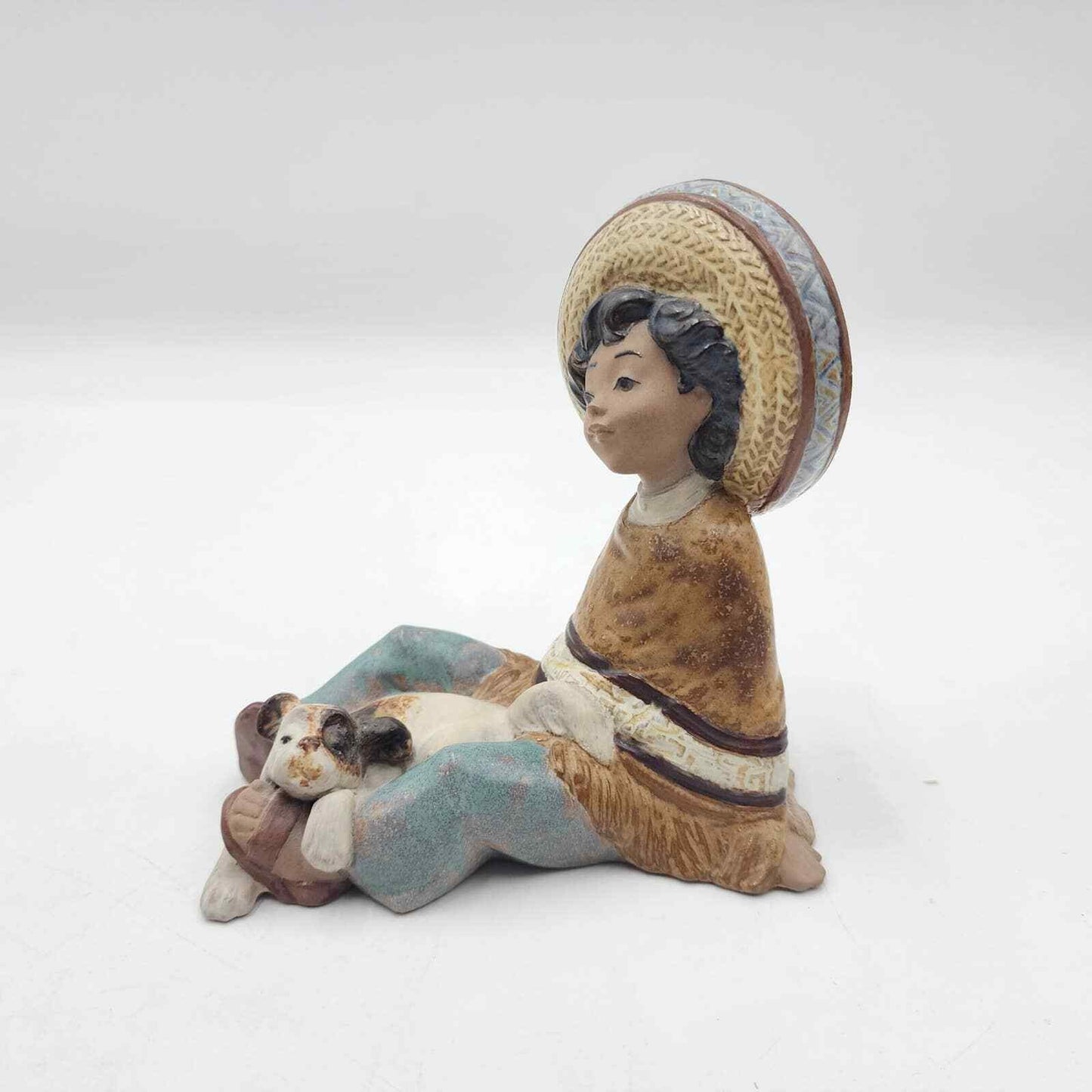 Lladro Porcelain Figurine 2166 Paco Pancho Boy sitting with Dog Gres Finish