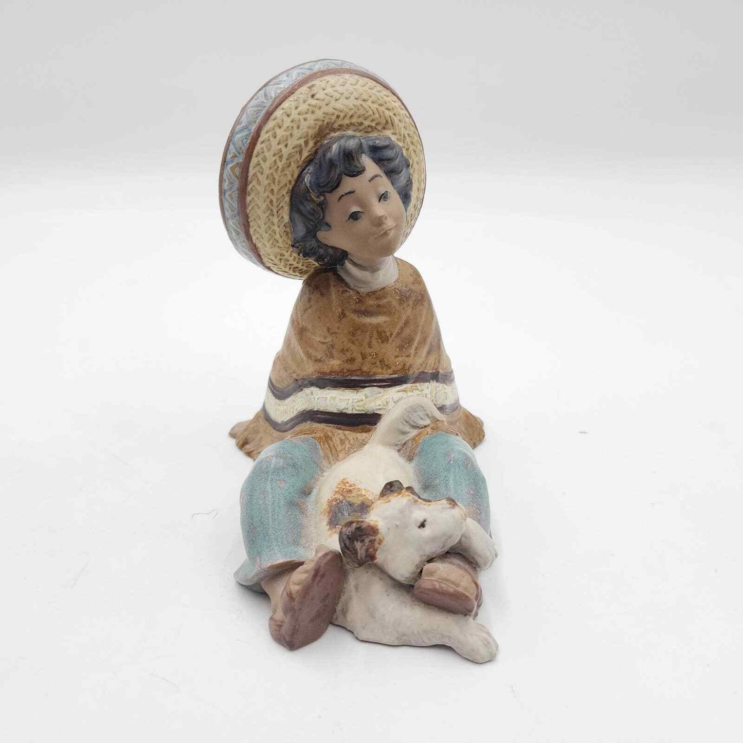 Lladro Porcelain Figurine 2166 Paco Pancho Boy sitting with Dog Gres Finish