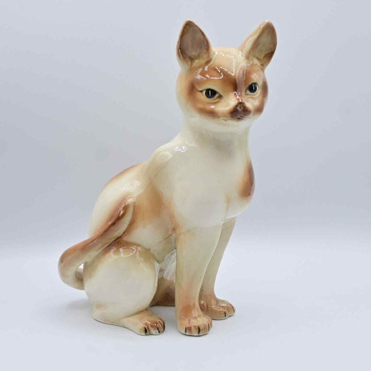 Mid Century Modern Siamese Cream And Tan Cat Vintage Figure